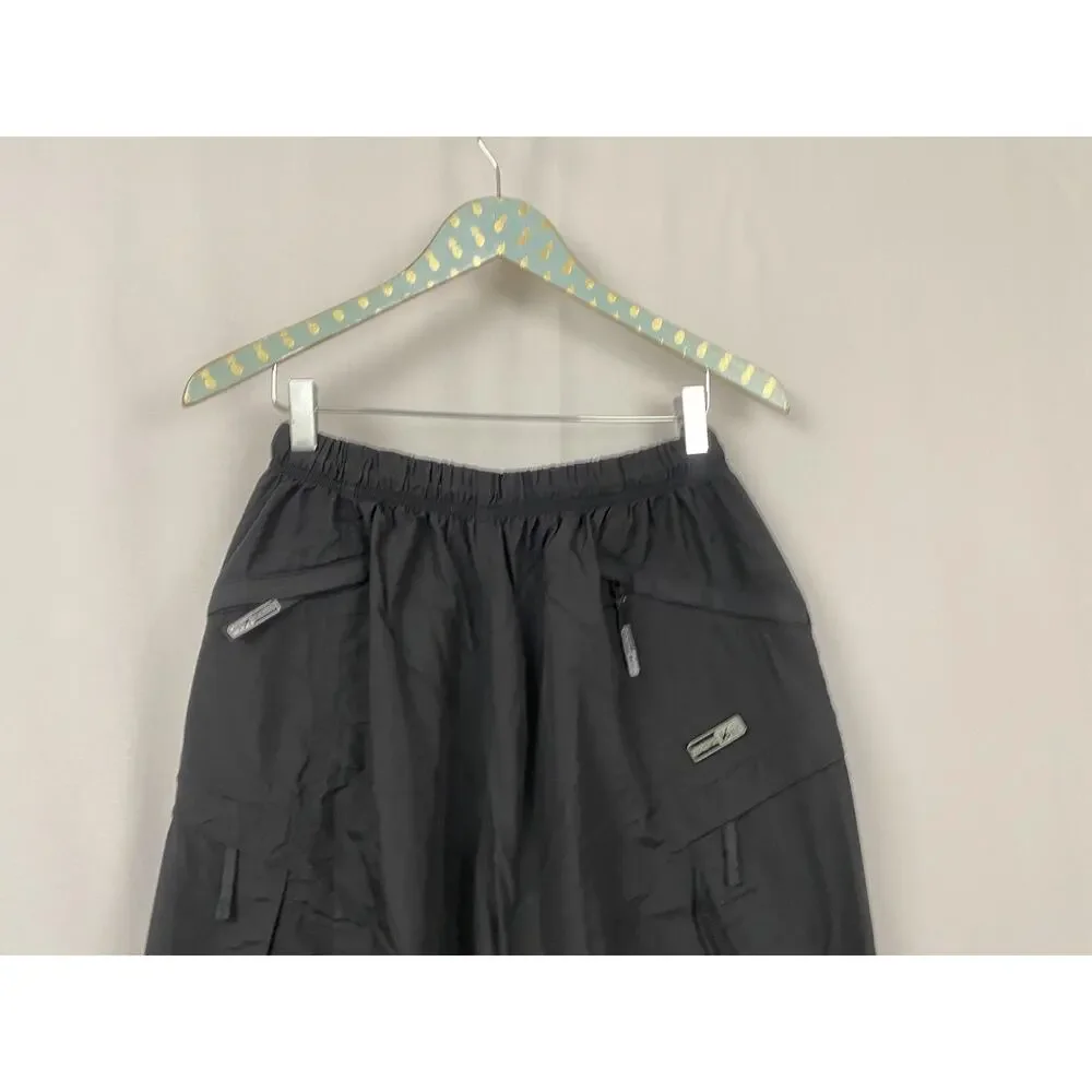 REI Windbreaker Pant Mens Large Black Nylon Hiking Elastic Waist Zip Pockets 32L